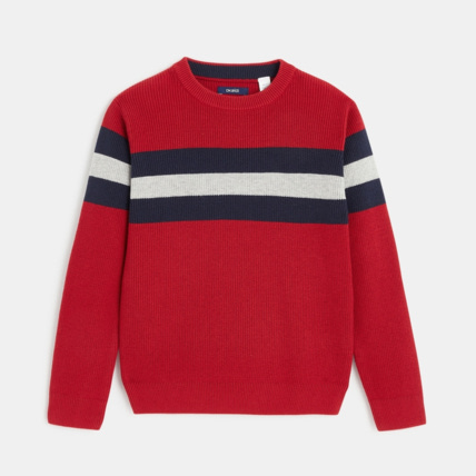 Avis Pull rayé en tricot rouge garçon OKAIDI 1