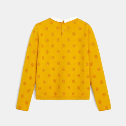 Avis Pull à pois irisés et col Claudine jaune fille OKAIDI 3