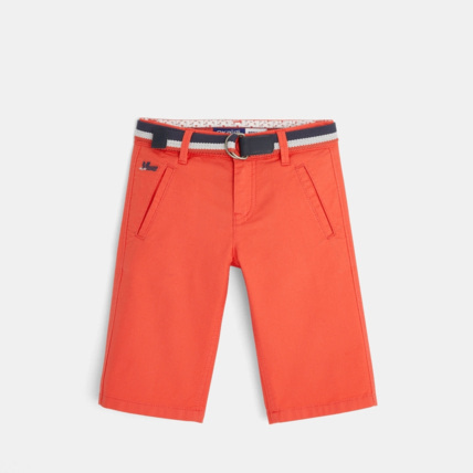 Avis Bermuda toile fantaisie et ceinture sangle rouge garçon OKAIDI 1