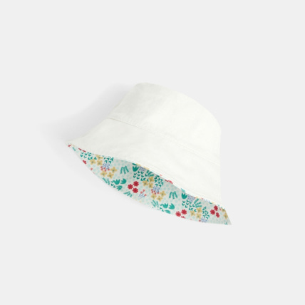 Avis Bob réversible en toile unie/fleurie vert fille OKAIDI 2