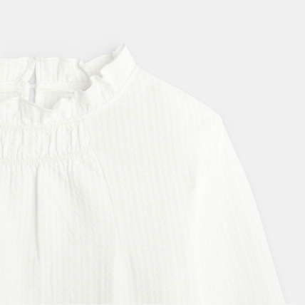 Avis Blouse unie à col volanté blanche fille OKAIDI 2