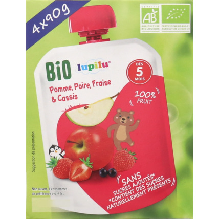 Avis Compotes en gourdes bio - Pomme, poire, fraise et cassis lupilu® 1