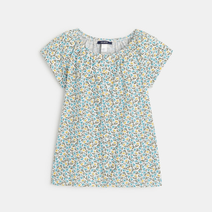 Avis T-shirt imprimé à encolure élastiquée jaune fille OKAIDI 2