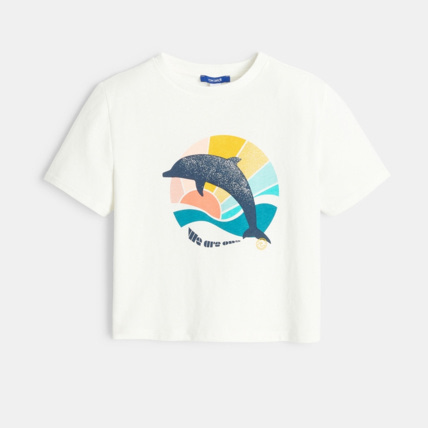 Avis T-shirt motif dauphin blanc fille OKAIDI 2