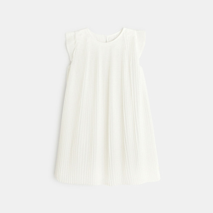 Avis Robe unie plissée et pailletée blanche fille OKAIDI 1