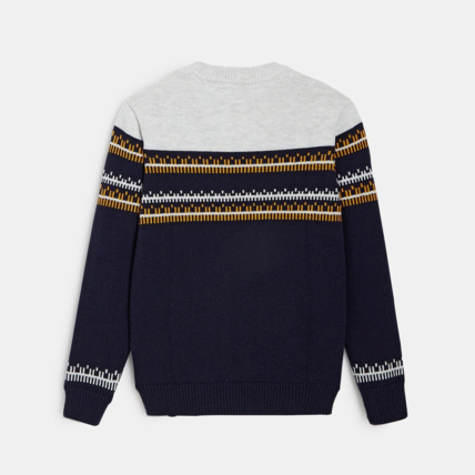 Avis Pull jacquard col rond bleu garçon OKAIDI 3