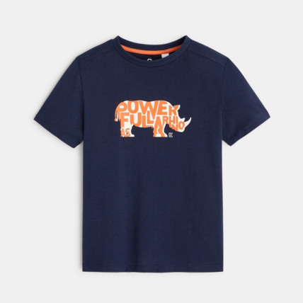 Avis T-shirt rhinocéros à message bleu garçon OKAIDI 2