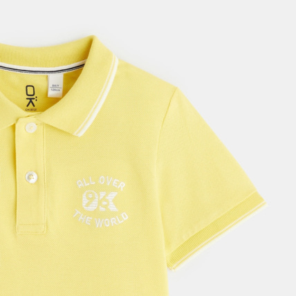 Avis Polo maille piquée manches courtes jaune garçon OKAIDI 3