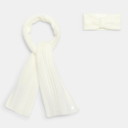Avis Echarpe et headband en tricot assortis blanc fille OKAIDI 1