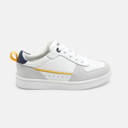 Avis Tennis bimatière cuir lacets et zip blanches garçon OKAIDI 1