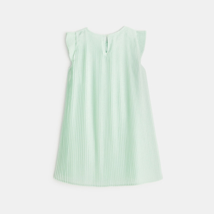Avis Robe unie plissée et pailletée verte fille OKAIDI 3