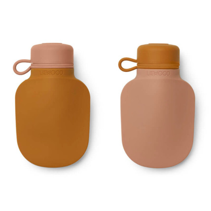 Avis Lot de 2 bouteilles à smoothie Silvia - Mustard / Dark rose mix LIEWOOD 1