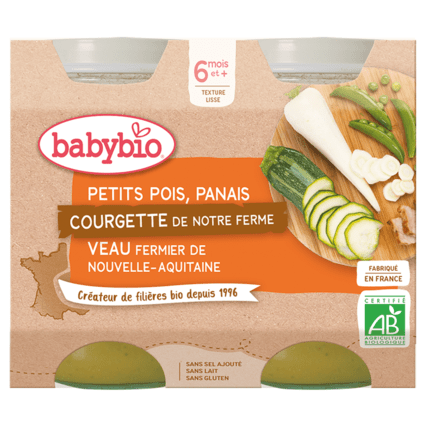 Avis Petits pois Panais du Centre-Val de Loire Courgette de notre Ferme Veau fermier de Nouvelle-Aquitaine Babybio 1
