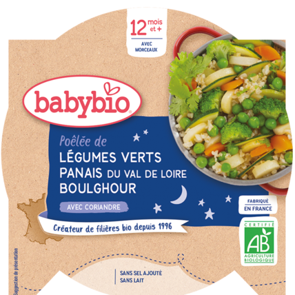 Avis Bonne Nuit Poêlée de Légumes verts Panais Boulghour à la Coriandre Babybio 1