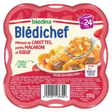 Avis BLEDICHEF Mitonné de carottes, petits macaroni et boeuf Blédina 1