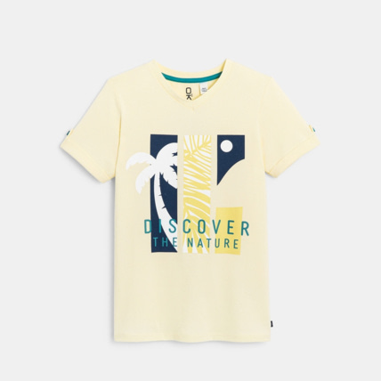 Avis T-shirt manches courtes à message jaune garçon OKAIDI 1