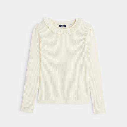 Avis Pull côtelé à col collerette blanc fille OKAIDI 1