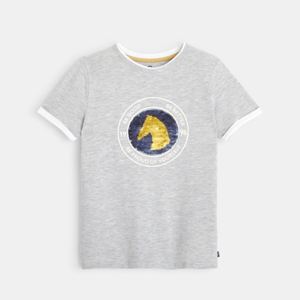 Avis T-shirt col rond à sequins magiques gris garçon OKAIDI 1