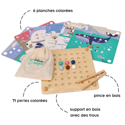 Avis Jeu de plateau à perles en bois Montessori ALDO AdamToys 2
