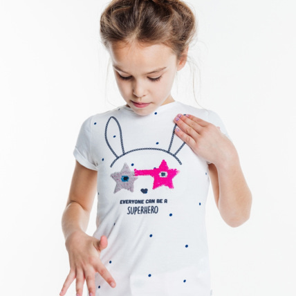 Avis T-shirt à sequins magiques bleu fille OKAIDI 1