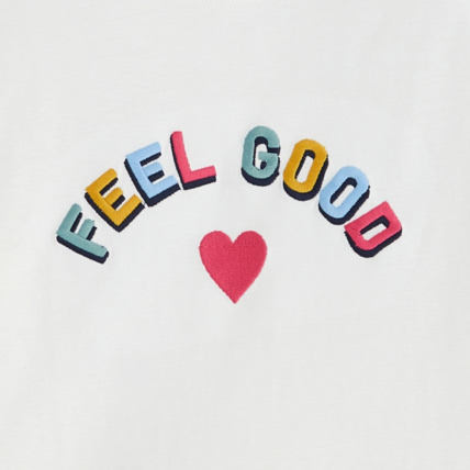 Avis T-shirt à message "FEEL GOOD" blanc fille OKAIDI 3