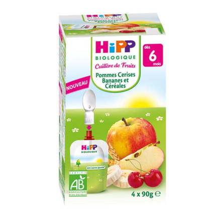 Avis Mes fruits Bio : Gourde pomme, cerises, bananes et céréales HIPP 1