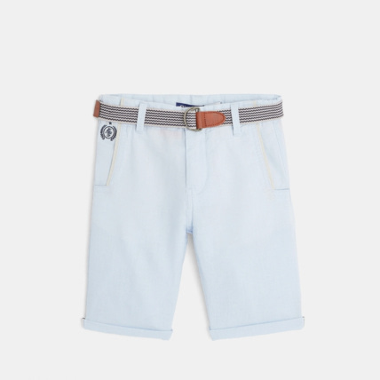 Avis Bermuda toile habillé et ceinture bleu garçon OKAIDI 1