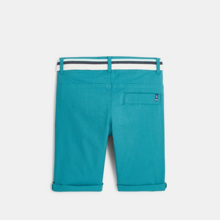 Avis Bermuda ceinturé en toile effet piqué turquoise garçon OKAIDI 3