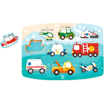 Avis Puzzle en bois boutons Les véhicules prioritaires HAPE 1