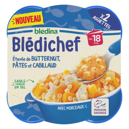 Avis BLEDICHEF Etuvée de butternut, pâtes et cabillaud Blédina 1