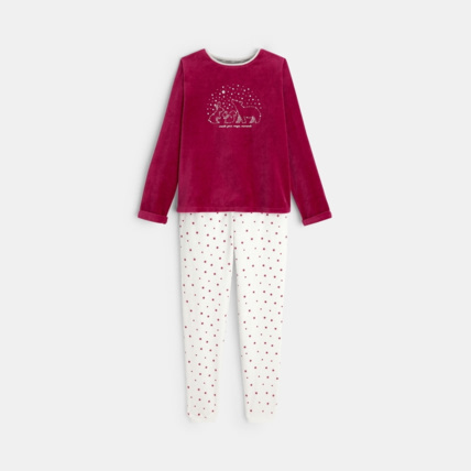 Avis Pyjama 2 pièces en velours motif étoilé violet fille OKAIDI 1