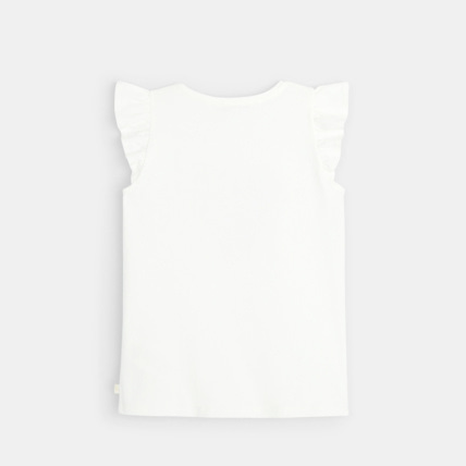 Avis T-shirt coeur à mancherons volantés blanc fille OKAIDI 3