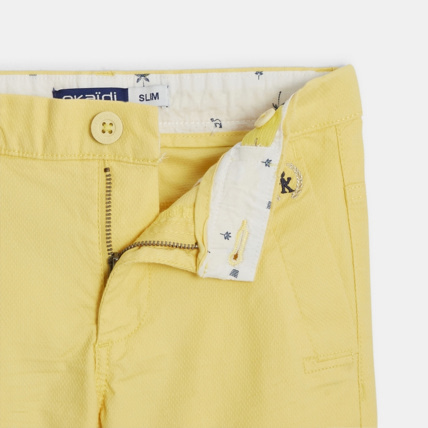 Avis Bermuda ceinturé en toile effet piqué jaune garçon OKAIDI 2