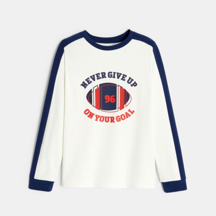 Avis T-shirt manches longues rugby blanc garçon OKAIDI 1