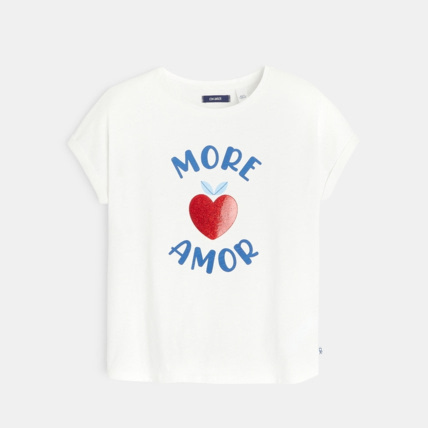 Avis T-shirt à motif et message bleu fille OKAIDI 2