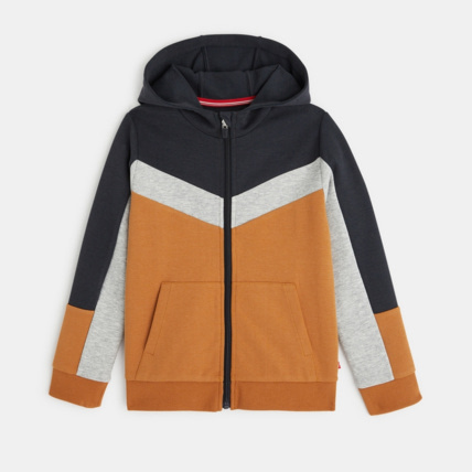 Avis Sweat-shirt 3 couleurs à capuche marron garçon OKAIDI 1