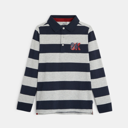 Avis Polo rayé à manches longues OK96 bleu garçon OKAIDI 2