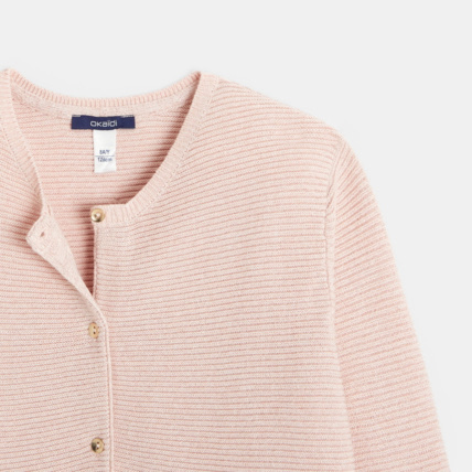 Avis Gilet boutonné à côtes Ottoman rose fille OKAIDI 2