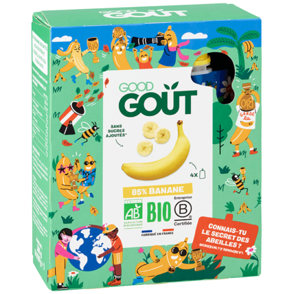 Avis Pack de 4 compotes sans sucres ajoutés Banane Bio Good Goût 1