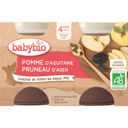 Avis Pots Pommes de Nouvelle-Aquitaine Pruneaux d'Agen dès 4 mois Babybio 1