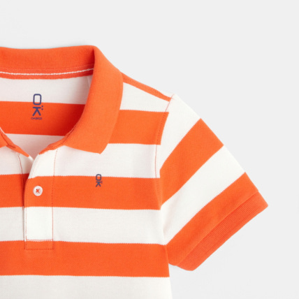 Avis Polo piqué rayé bicolore orange garçon OKAIDI 2