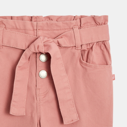 Avis Pantalon taille haute en toile rose fille OKAIDI 3