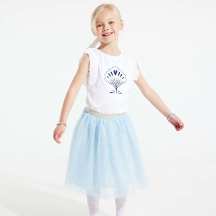Avis T-shirt à volant et motif brodé blanc fille OKAIDI 1