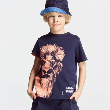 Avis T-shirt over size lion bleu garçon OKAIDI 2