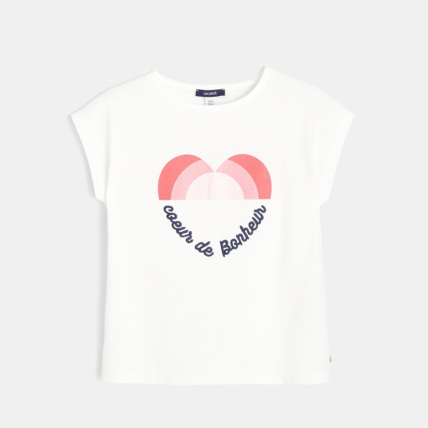 Avis T-shirt message coeur blanc fille OKAIDI 2