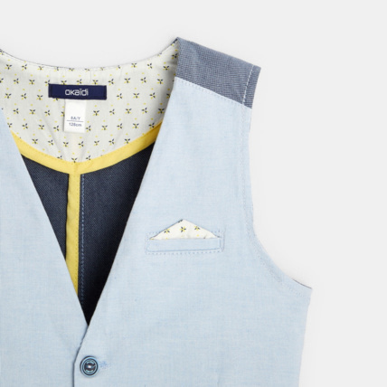 Avis Gilet veston en toile stretch bleu garçon OKAIDI 3