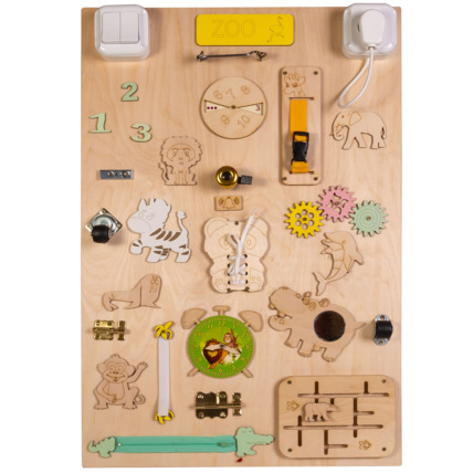 Avis Tableau d'activité sensoriel Montessori busy board en bois LEO 3TOYSM 8