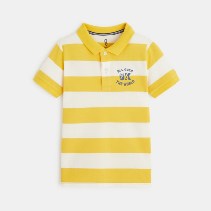 Avis Polo rayé en jersey piqué jaune garçon OKAIDI 1