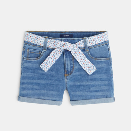 Avis Short en jean ceinturé bleu fille OKAIDI 1