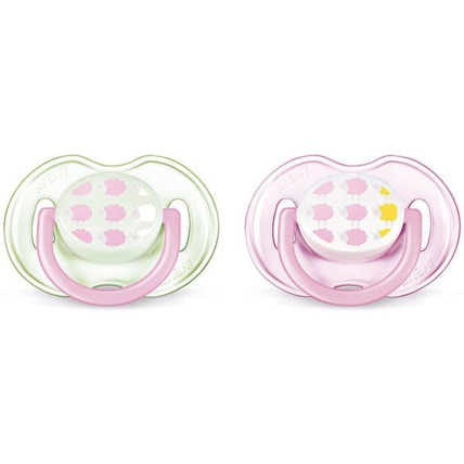 Avis 2 sucettes décorées fille silicone 0 - 6 mois Philips Avent 1